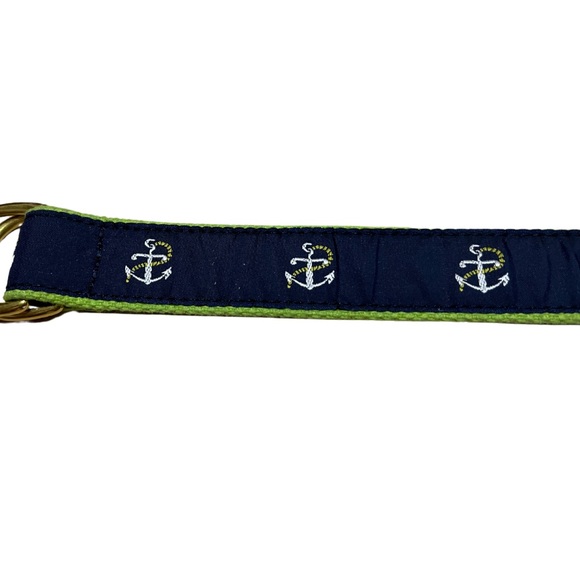 Vintage Y2K Nautical Canvas Belt Womens Small Anchor Embroidered Preppy D-Ring - Picture 2 of 4